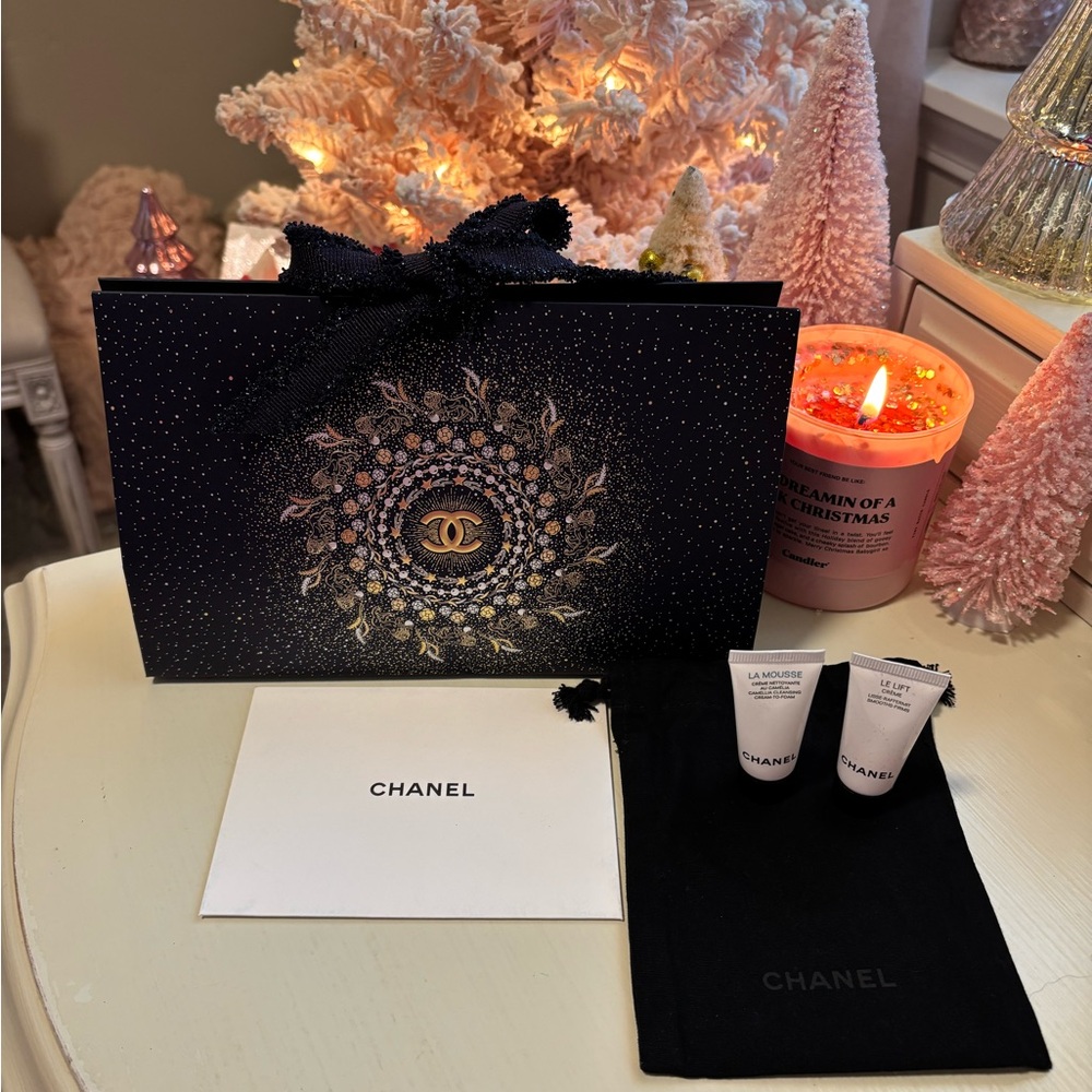 CHANEL Gift Set with Blue and Gold Accents.